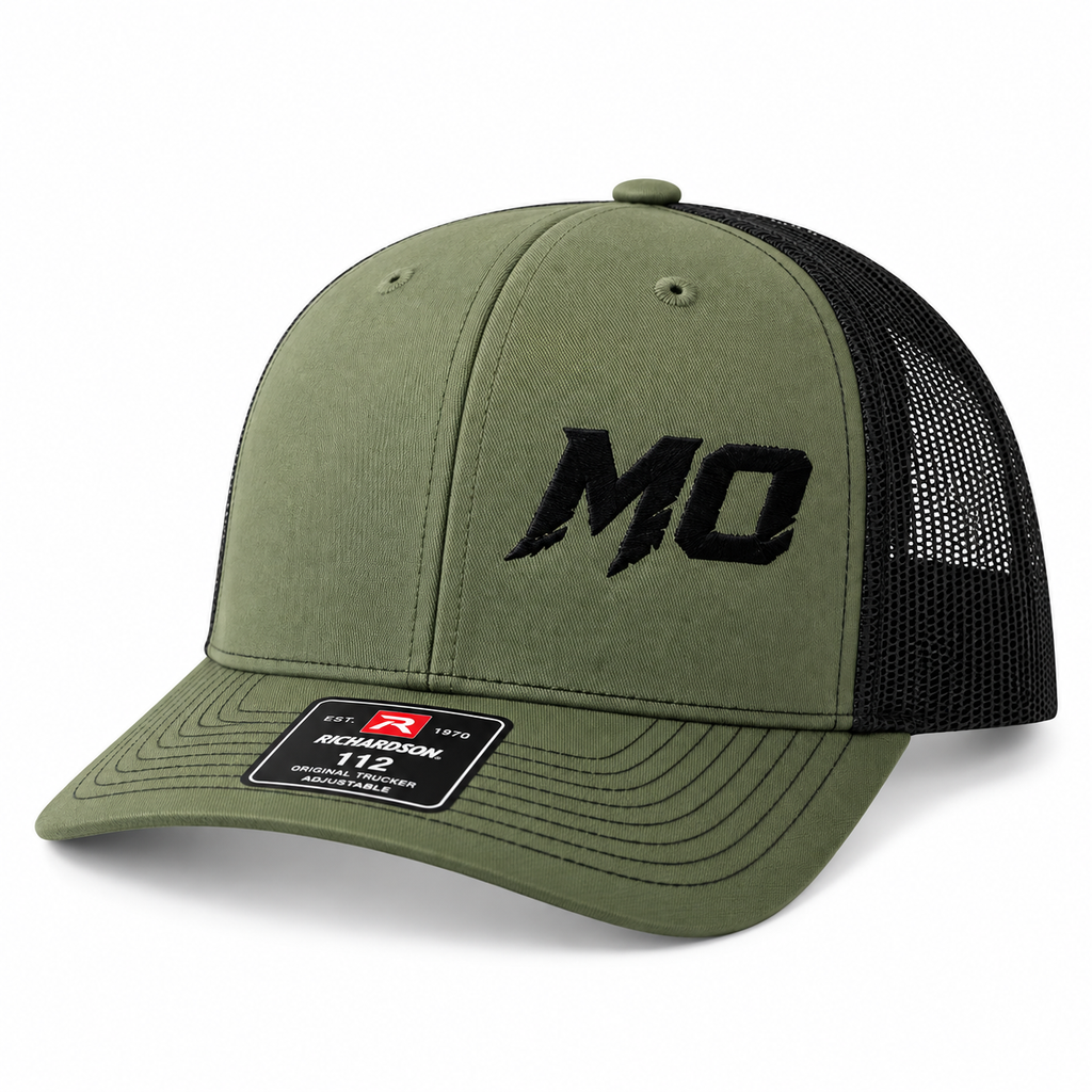 MO Signature Embroidered Trucker Hat – Loden/Black